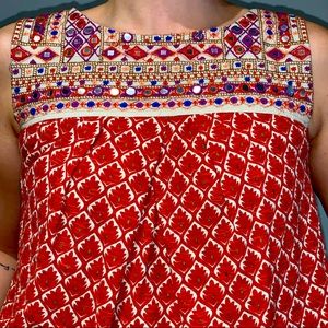 ANTHROPOLOGIE • BOHO EMBROIDERED TANK • SIZE XS